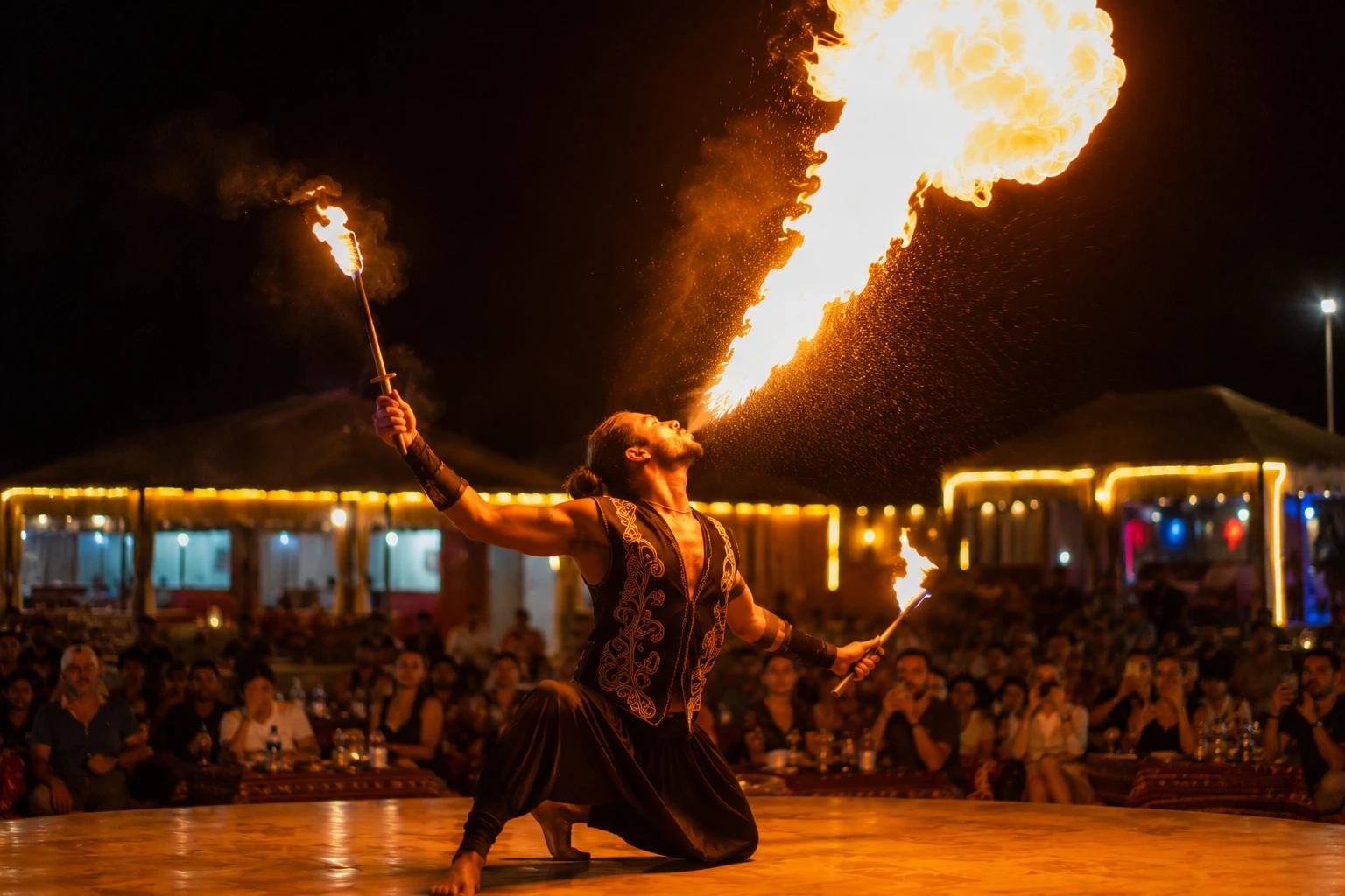 Fire show in desert safari