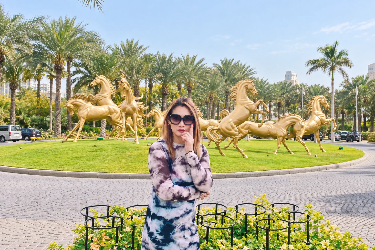 Solo traveler taking photo during Dubai City Tour