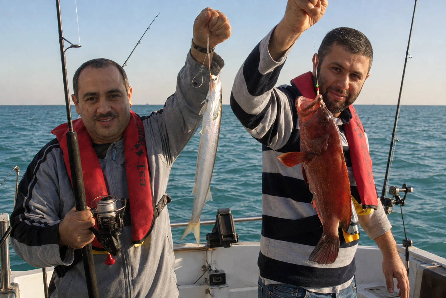 Travelers enjoying their big catch during Private Deep Sea Fishing